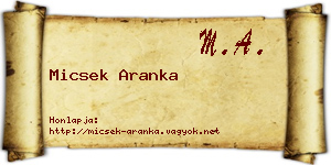 Micsek Aranka névjegykártya